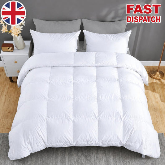 13.5 Tog Duck Feather & Down Duvet All Seasons Quilt with Anti-Dust Mite Down-Proof Cover Soft Warm & Machine Washable