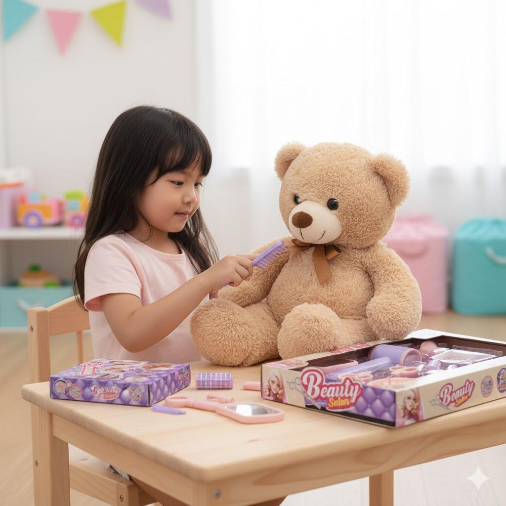 Kids Pretend Hair Salon Play Set with Storage Box Creative Roleplay Toy & Ideal Toddler Gift for Birthday play