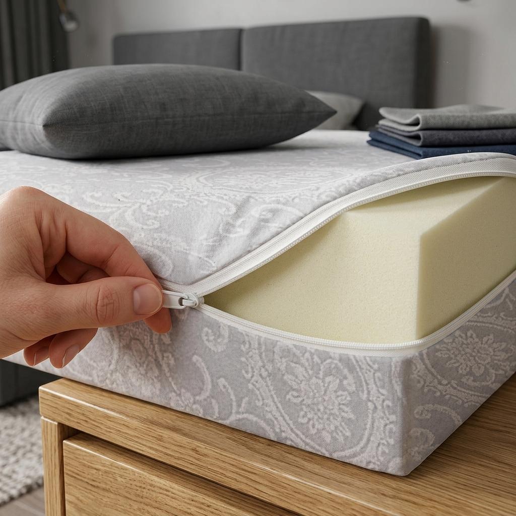 Zipped Mattress Protector Full Encasement Jacquard Flower Polycotton Anti Bed Bug Cover Breathable Hypoallergenic White