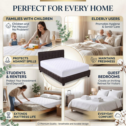 Quilted Mattress Topper Protector 30cm Extra Deep Fitted Mattress Cover Soft Breathable Mattress Pad Single Double King Super King