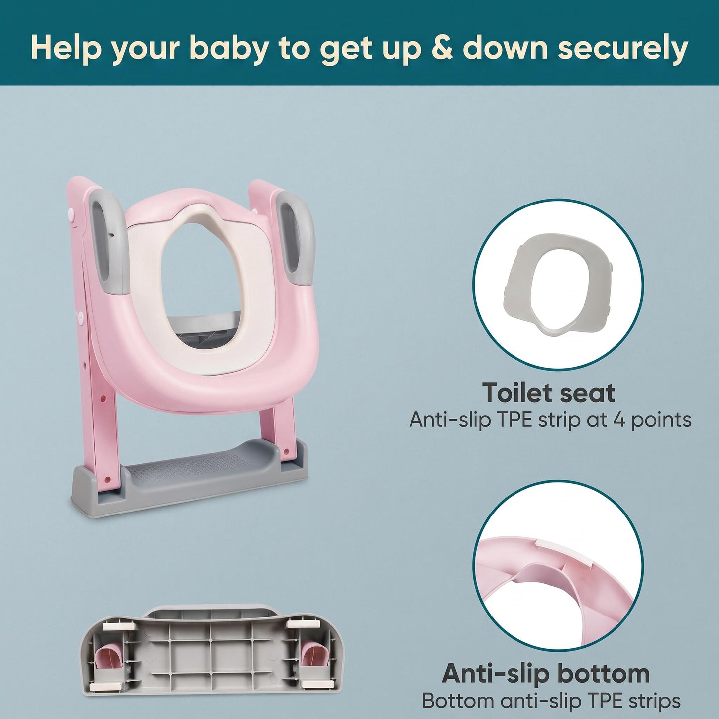 Toddler Potty Training Seat with Adjustable Ladder Steps Non-Slip Kids Toilet Training Seat Safe BPA-Free Toilet Trainer for Boys & Girls