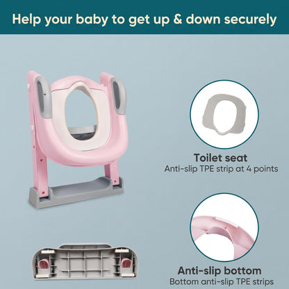 Toddler Potty Training Seat with Adjustable Ladder Steps Non-Slip Kids Toilet Training Seat Safe BPA-Free Toilet Trainer for Boys & Girls