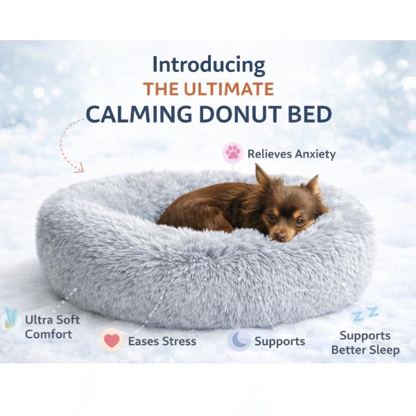 Pet Small Pet Bed Anti-Anxiety Dog Bed Soft Plush Shaggy Calming Cat Bed Non Slip Base Hypoallergenic Machine Washable Joint Support For Small Cats & Dogs