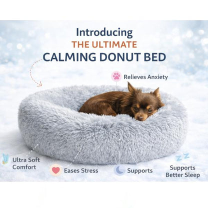 Pet Small Pet Bed Anti-Anxiety Dog Bed Soft Plush Shaggy Calming Cat Bed Non Slip Base Hypoallergenic Machine Washable Joint Support For Small Cats & Dogs