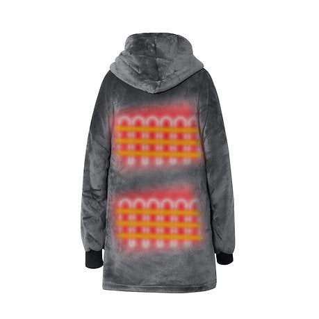 Heated Oversized Hoodie Soft Fleece Sherpa Hooded Blanket Warm Thermal Hoody UK
