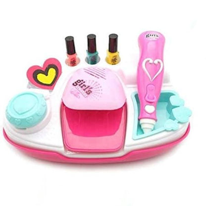 Nail Art Studio Kit for Kids with Battery Nail Dryer Washable Manicure Set with Stickers Glitter & Polish Pens Creative Toy Gift for Girls, Perfect for Parties & Playdates