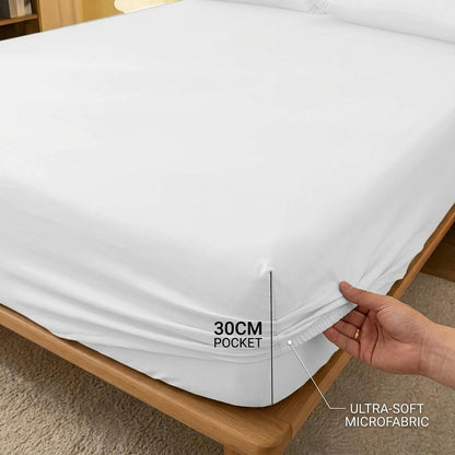 Extra Deep Fitted Sheet 30cm Ultra Soft Microfiber Bed Sheet Single Double King Super King