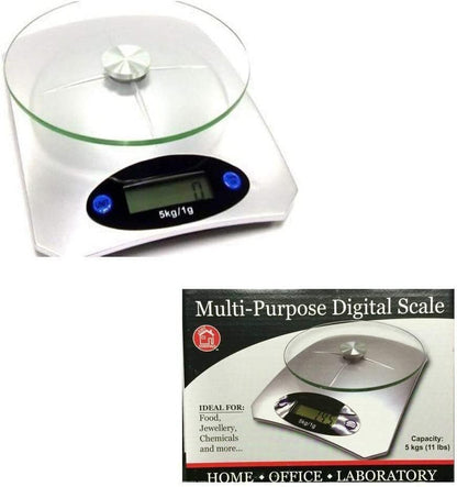 Digital Kitchen Scale 5kg Capacity with LCD Display Tare Function & Auto Shut Off Multi-Purpose Food Weighing Scale for Cooking & Baking