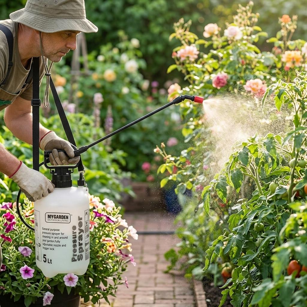 5L Pressure Garden Sprayer Pump with Long Reach Spray Wand | Hand Pump Water Sprayer for Plants, Garden Care, Fertiliser & Cleaning