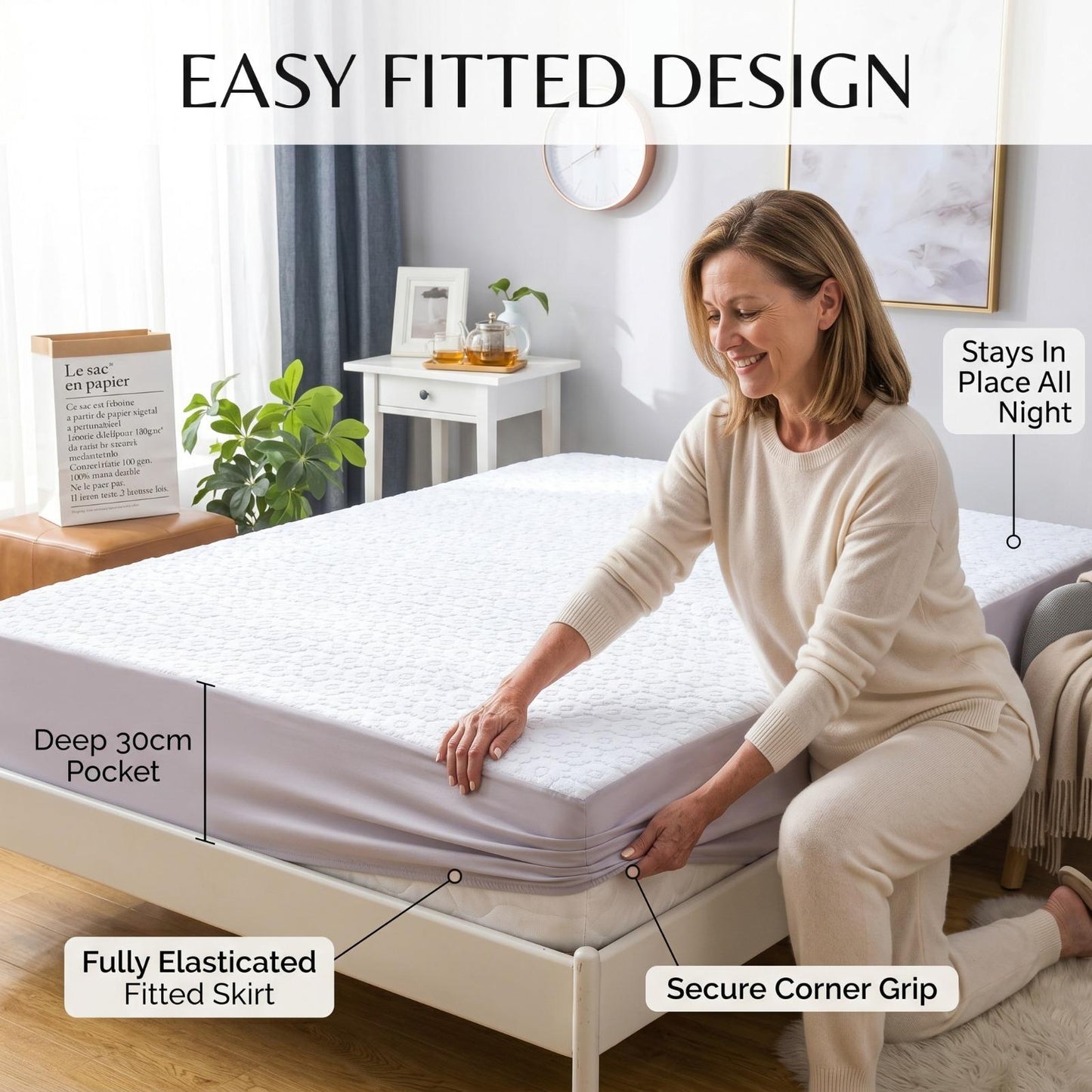 Deep Fitted Waterproof Mattress Protector Breathable Cotton Mattress Cover UK Bedding Essentials