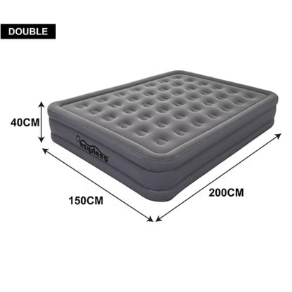 Deluxe Self Inflating Air Bed Single and Double Portable Inflatable Mattress with Built-In Pump Waterproof Flocked Top Camping Guest Bed UK