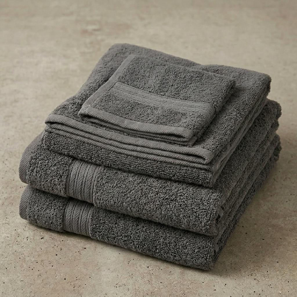 8 Piece Cotton Towel Set with 2 Bath Towels, 2 Hand Towels & 4 Wash Cloths, Soft Bathroom Towel Bundle, Machine Washable