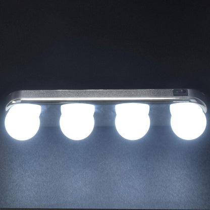 New 4 LED Make Up Mirror Studio Light Portable Cordless Vanity Super Bright 4 LED Glow Bulbs Battery Powered Suction Cups for Dressing Table Bedroom Bathroom Mirror