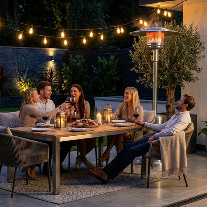 Freestanding Patio Gas Heater Modern Outdoor Garden Heater with Adjustable Heat Output, Easy Push Ignition & Weather-Resistant Finish Suitable for Patios, Terraces, Decking & Courtyards