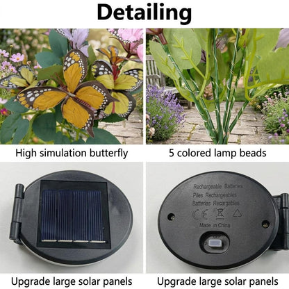 2 Pack Butterfly Solar Garden Lights IP65 Waterproof Outdoor LED Flower Lights for Yard, Patio, Lawn & Pathway Decoration