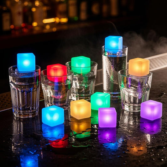 Ice Cube 12 Led ice cube Waterproof Reusable Water Activated Ice Cube DIY Toy for Party Wedding Bars Decor, Christmas Gift