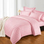 Satin Stripe Duvet Cover Set Soft Microfiber Bedding Set Single Double King Super King