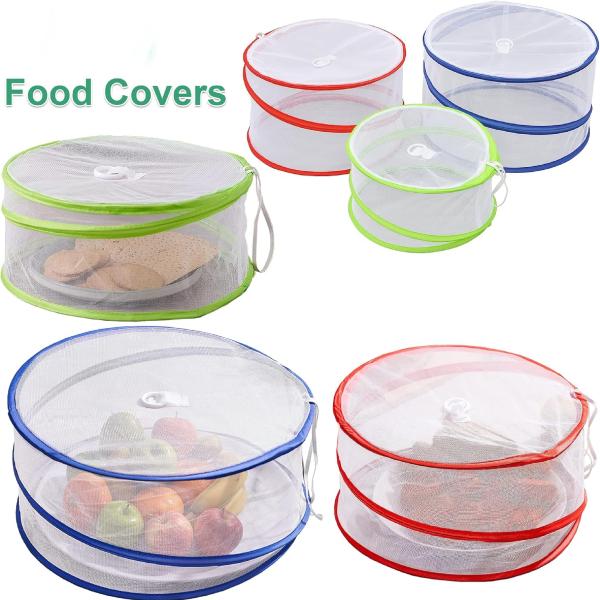 Reusable Pop Up Food Covers Set of 3 Collapsible Mesh Food Cover with Handle Fly & Insect Protection for Kitchen BBQ Picnic & Outdoor Dining