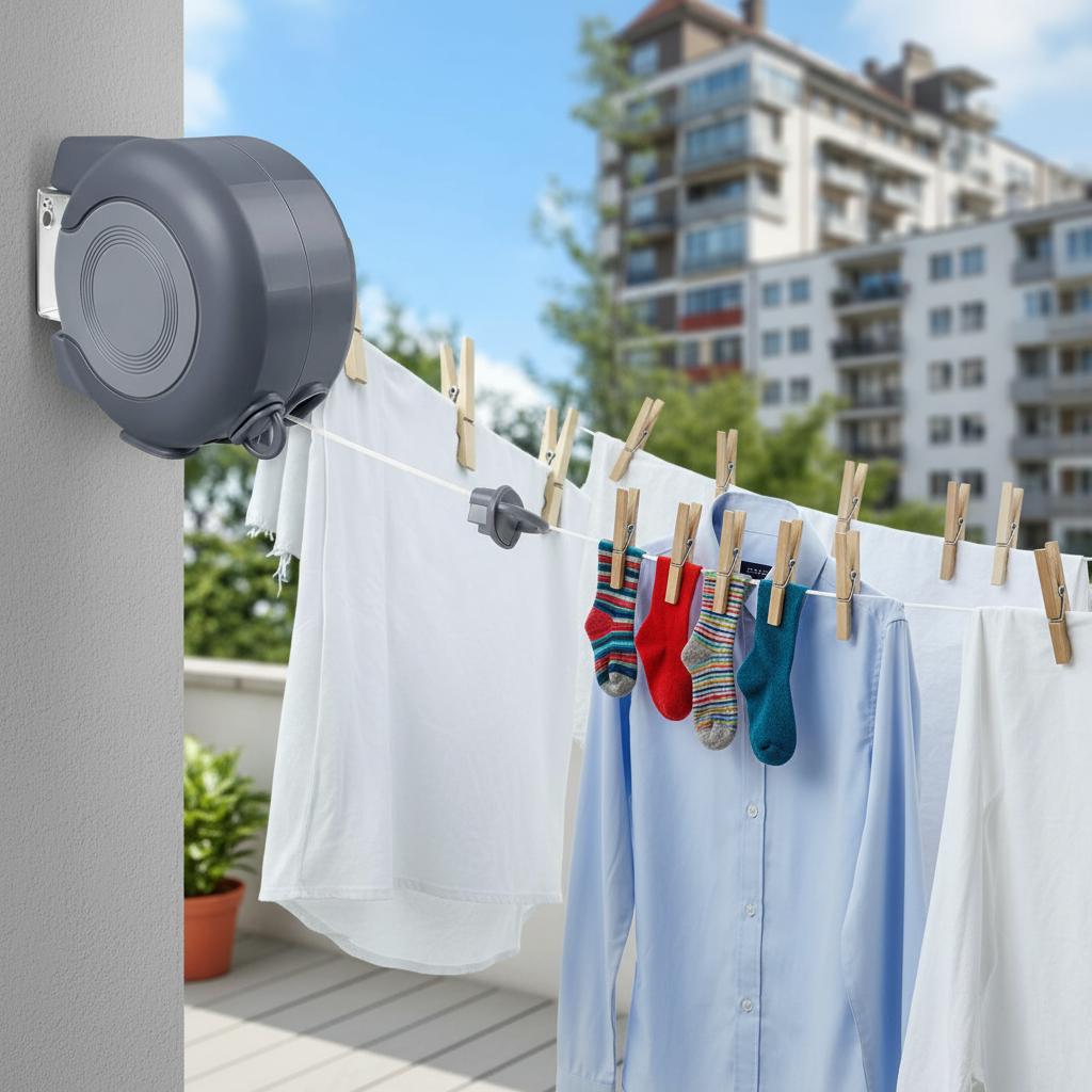 26m Dual Retractable Washing Line - Heavy Duty Wall-Mounted Clothes Dryer Line for Indoor & Outdoor Use - Laundry Adjustable