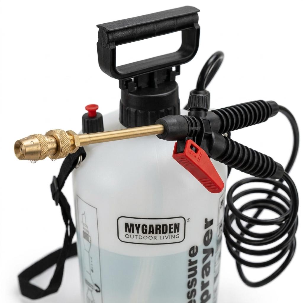 5L Pressure Garden Sprayer Pump with Long Reach Spray Wand | Hand Pump Water Sprayer for Plants, Garden Care, Fertiliser & Cleaning