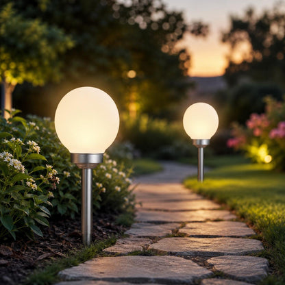 2PCS Solar Outdoor Ball Lights 43cm LED Garden Globe Lights Waterproof Yard Patio Pathway Lighting