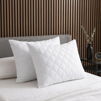 Pillow Protectors 2 Pack / 4 Pack Zippered Pillow Covers 50x75cm Soft Terry Breathable Machine Washable Bedding Protectors White