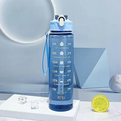 32oz Motivational Water Bottle 1L with Time Marker & Straw Leakproof BPA-Free Sports Hydration Bottle with Hourly Drink Reminder for Gym, Fitness & Office