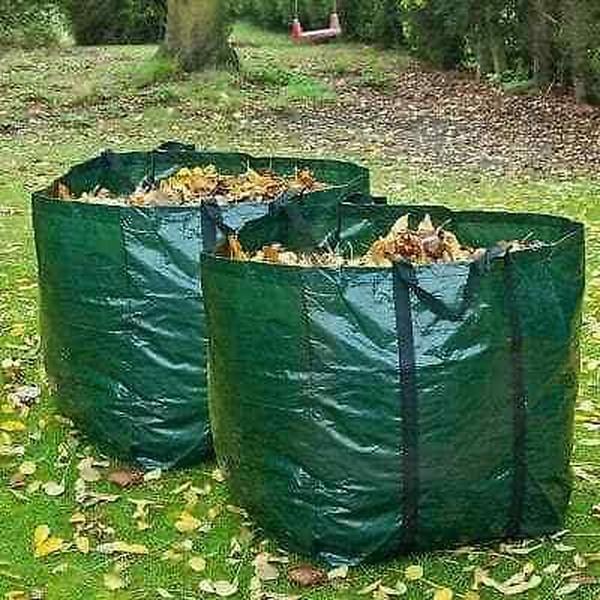 2 Pack Heavy Duty Garden Waste Bags Reusable Showerproof Garden Sacks for Leaves, Weeds & Clippings with Strong Handles