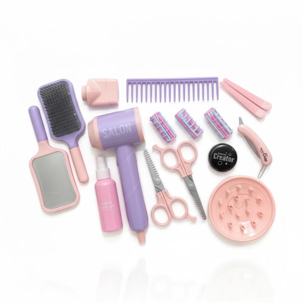 Kids Pretend Hair Salon Play Set with Storage Box Creative Roleplay Toy & Ideal Toddler Gift for Birthday play