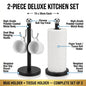 2 Pack Metal Mug Holder & Tissue Roll Stand Set | Powder Coated Kitchen Counter Organiser | Durable Cup Storage Rack UK
