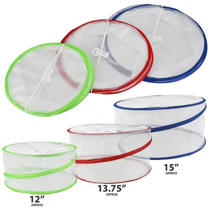 Reusable Pop Up Food Covers Set of 3 Collapsible Mesh Food Cover with Handle Fly & Insect Protection for Kitchen BBQ Picnic & Outdoor Dining