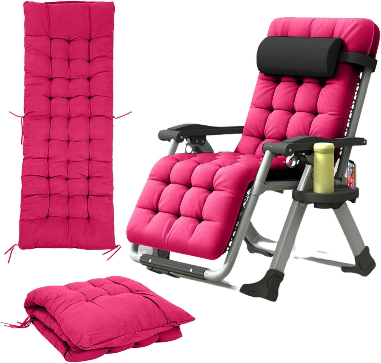 Extra Thick 8Cm Full Length Zero Gravity Chair Only Cushion Soft Padded Seat with Ties Quilted & Breathable Fabric for Recliners Patio Chairs Garden Loungers (170 x 53 x 8 cm)