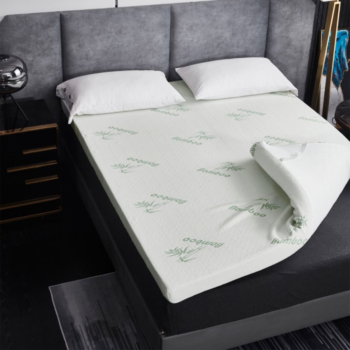 Soft Bamboo Foam Mattress Topper, Anti-Allergy Bounce Back Filling – Single to Super King Size