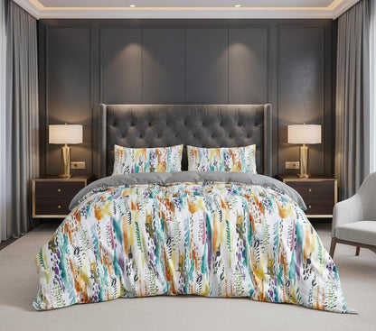 Floral Duvet Cover Set 3 Piece Double & King Size Soft Microfiber Bedding Set with 2 Pillowcases Floral Bed Linen Quilt Cover UK