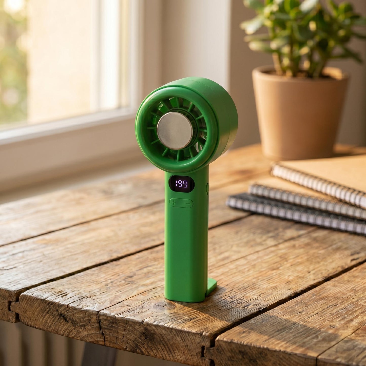 Portable Handheld Fan with Digital Display – Rechargeable Mini Cooling Fan, Adjustable Speed Personal Fan for Travel, Office & Outdoor Use