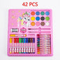42PCS Kids Art Set Drawing Kit Children's Colouring Set with Crayons, Felt Pens & Watercolour Paints Portable Carry Case