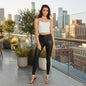 Women's Black Faux Leather Leggings High Waist Wet Look Stretch Skinny Leggings Soft Pull On Trousers UK Sizes 8-22