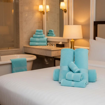 10 Pieces Premium Egyptian Cotton Towel Bale set Hotel Quality Face Hand & Bath Towels Soft & Absorbent 500GSM