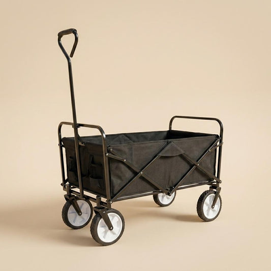 Heavy Duty Foldable Wagon Cart with 4 Wheels Collapsible Utility Trolley for Shopping, Camping, Beach, Garden & Festivals Portable 80KG Capacity