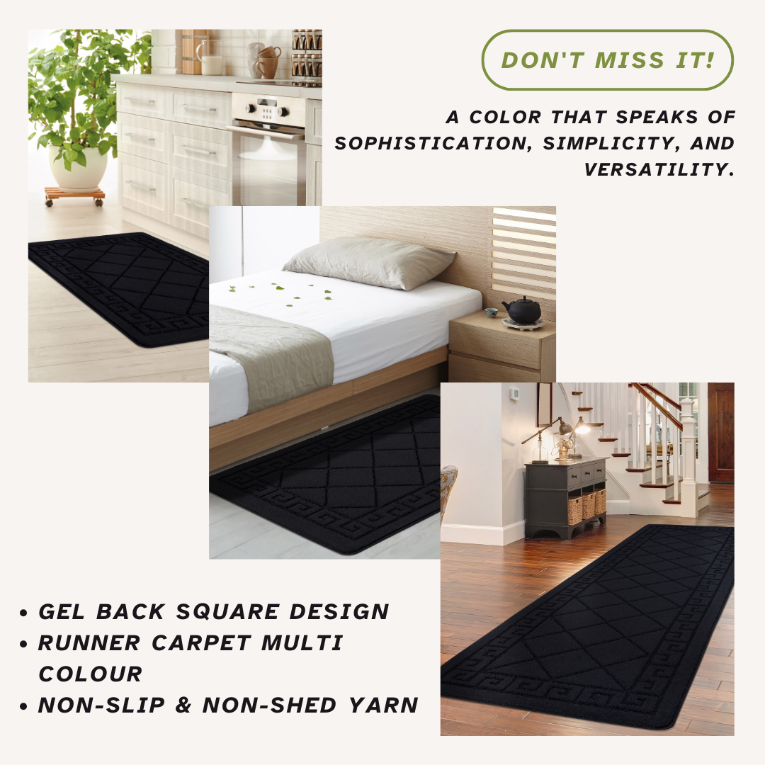 Non-Slip Geometric Gel Mat Greek Style Hallway Rug Runner Kitchen Floor Mat Size