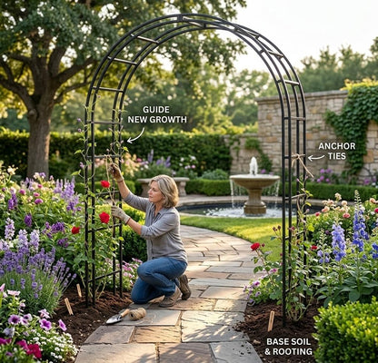 2.4M Metal Garden Arch – Heavy-Duty Steel Plant Support