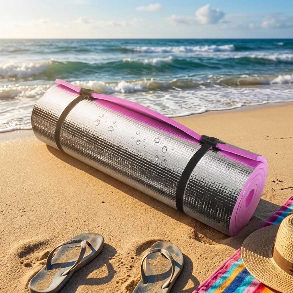 Waterproof EVA Camping Mat Pink 180 x 50 x 0.6cm Lightweight Roll Up Foam Sleeping Mat Outdoor Hiking, Picnic & Beach Ground Pad