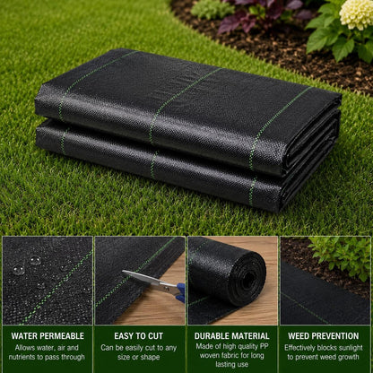 Heavy Duty Weed Barrier Fabric 1x10m 90gsm Ground Cover Membrane for Garden Landscaping Gravel Paths Patio Flower Beds