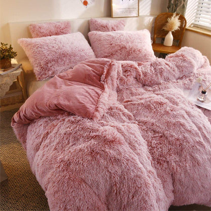 Cozy & Snuggle Bedding Set Plush Duvet Cover with Pillowcases, quilts Soft Warm for nights ( Pink )