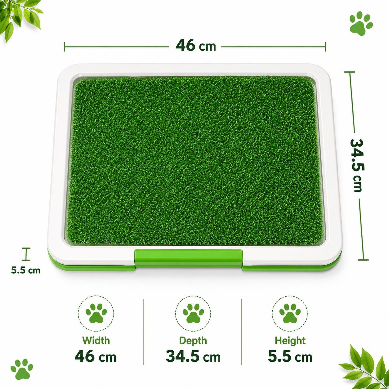Pet Toilet Training System with Grass Surface Reusable Indoor Puppy Training Pad Easy Drain Pet Tray
