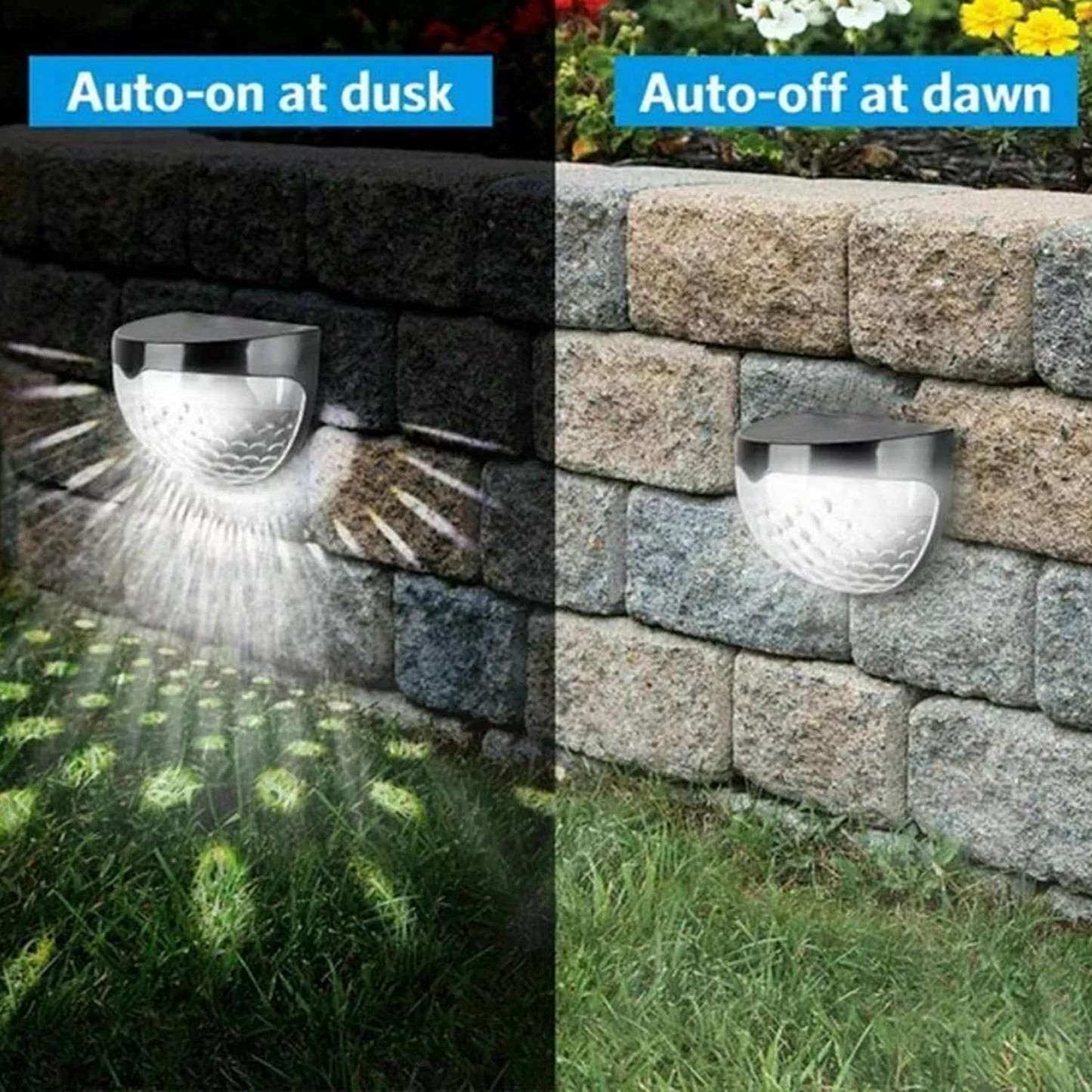 Garden Lights Pack of 4 Outdoor Lights Waterproof Night Light for Pathway Patio Deck Fence Solar Security Light with Dusk to Dawn Sensor Outdoor Lighting