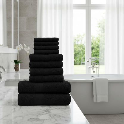 10 Pieces Premium Egyptian Cotton Towel Bale set Hotel Quality Face Hand & Bath Towels Soft & Absorbent 500GSM