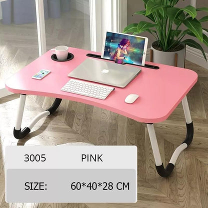 Foldable Laptop Table for Bed & Sofa Portable Desk with Cup Holder Phone/Tablet Slot Book Storage Study Work Reading Writing Breakfast Tray