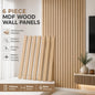 6 Piece Paintable MDF Wall Panels 3D Decorative Wall Slats for Interior Feature Walls, DIY Shaker Style Wall Panelling, Moisture Resistant