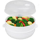 2 Tier Microwave Vegetable  Cookware Steamer with Lid Healthy Rice Pasta Cooker Pot BPA-Free Food Steaming Container